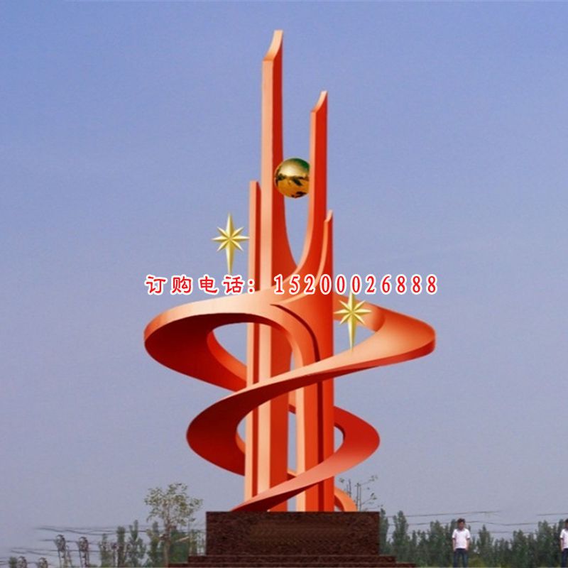 不锈钢共筑辉煌雕塑，不锈钢企业抽象雕塑 (2)
