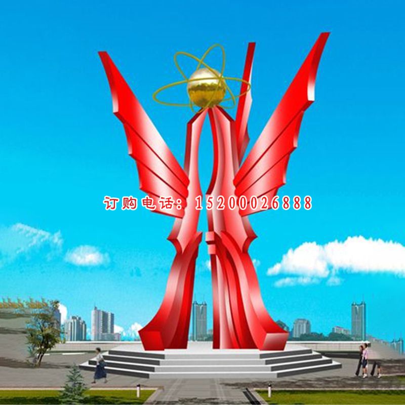 不锈钢共筑辉煌雕塑，不锈钢企业抽象雕塑