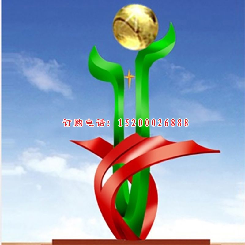 不锈钢广场雕塑，不锈钢企业雕塑 (2)