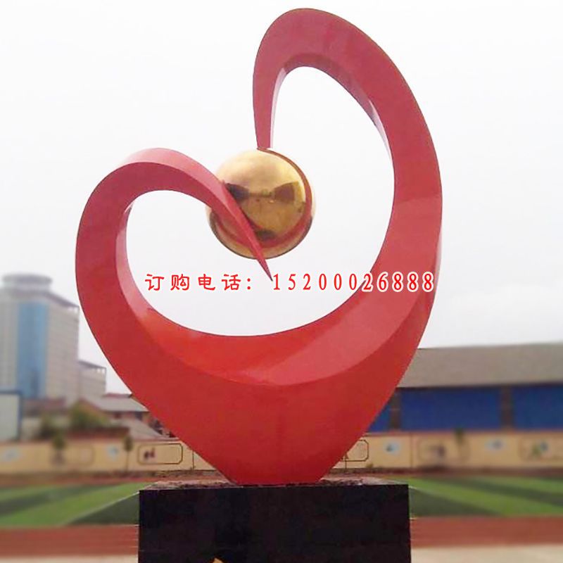 不锈钢心形雕塑  校园景观雕塑