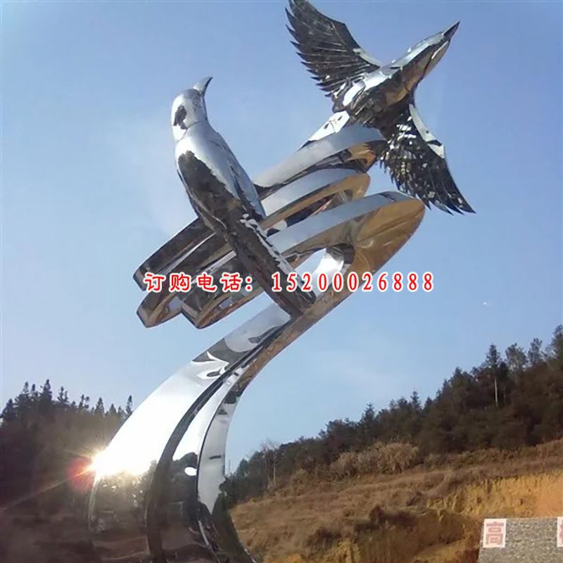 不锈钢和谐雕塑，不锈钢动物雕塑