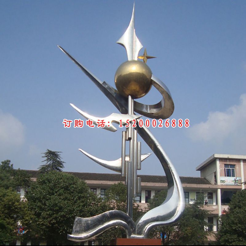 不锈钢抽象龙戏珠雕塑 广场不锈钢雕塑