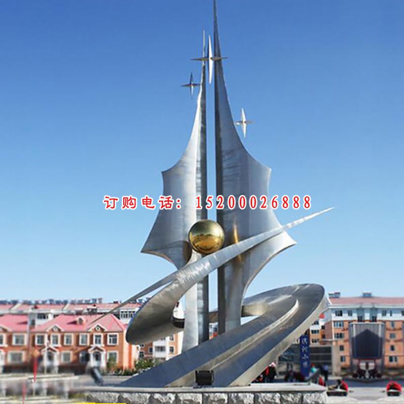 不锈钢科技指环   校园景观雕塑