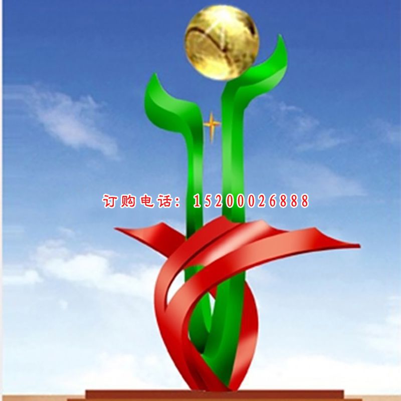 不锈钢广场雕塑，不锈钢企业雕塑 (2)
