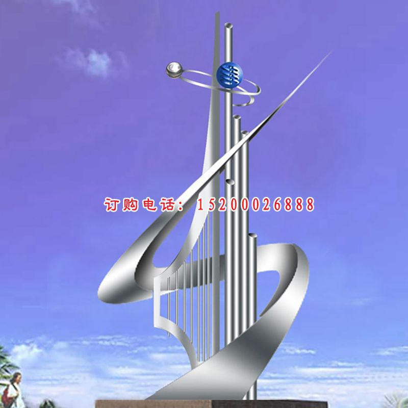 不锈钢盘旋升华 企业景观雕塑