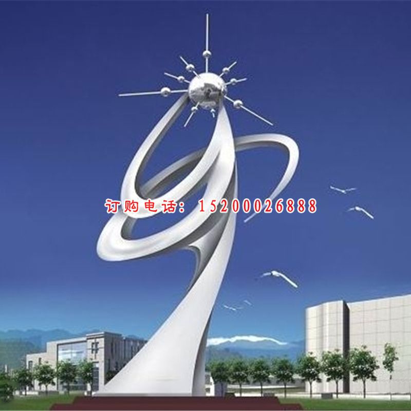 不锈钢升腾雕塑，不锈钢企业抽象雕塑