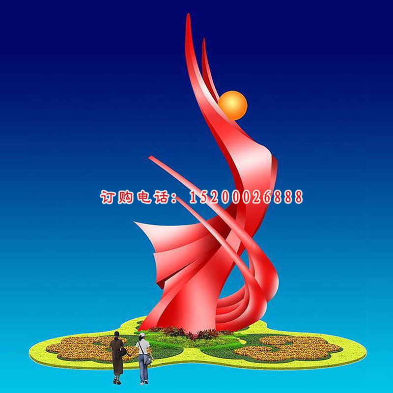 彩色不锈钢腾飞雕塑广场不锈钢雕塑 (2)
