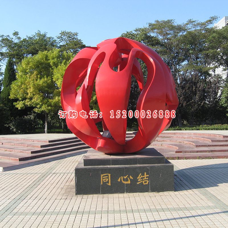 不锈钢同心结雕塑，不锈钢圆形雕塑
