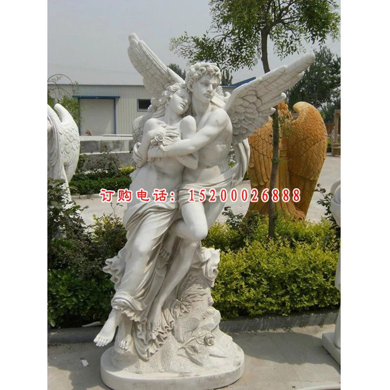 天使石雕，汉白玉天使石雕 (4)