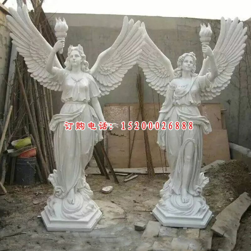 光明女神石雕，汉白玉光明女神雕塑