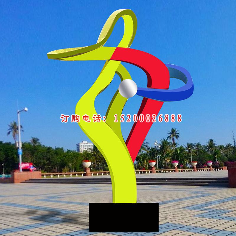 彩色不锈钢团结雕塑公园景观雕塑 (2)