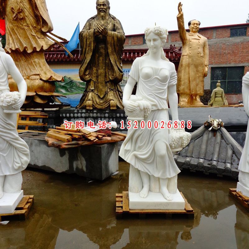 汉白玉美女雕塑，西方人物石雕 (4)