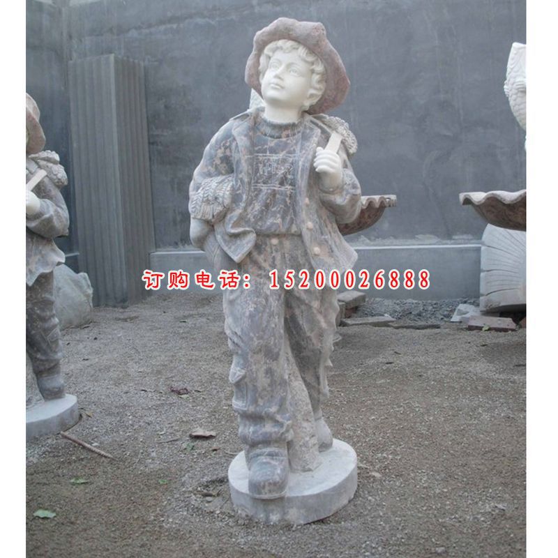 西方小孩石雕，公园人物石雕 (1)