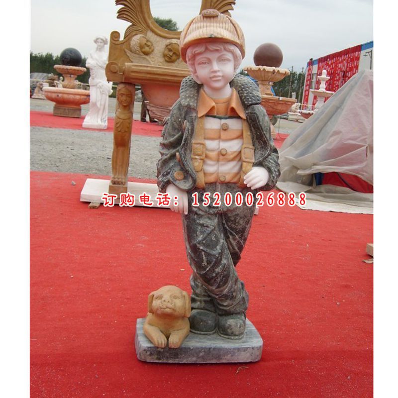 西方小孩雕塑，小男孩石雕