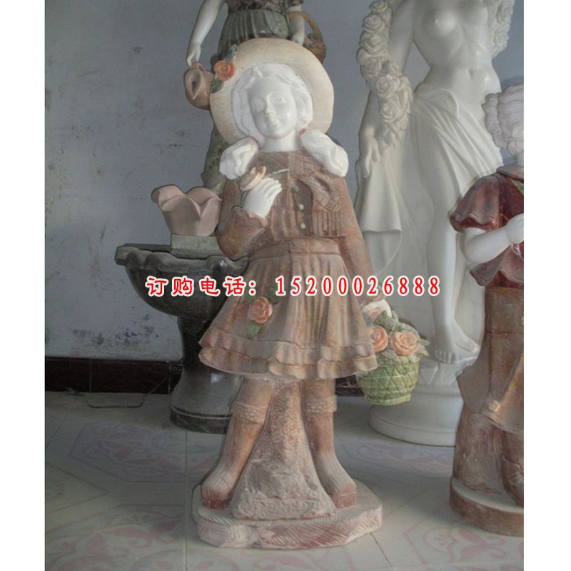 西方小孩石雕，公园人物石雕 (2)