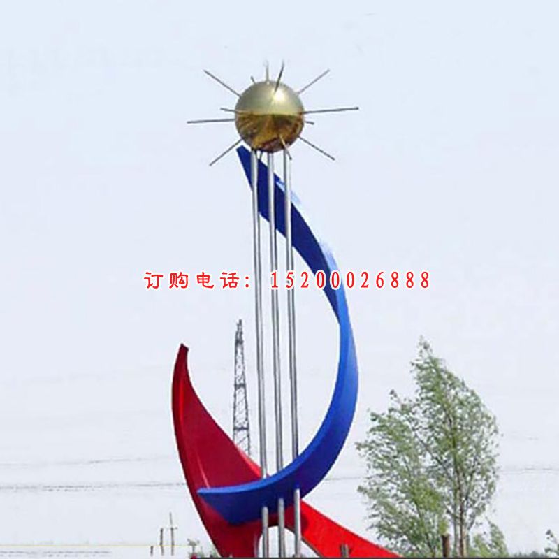 大型抽象创意太阳广场景观雕塑，不锈钢雕塑