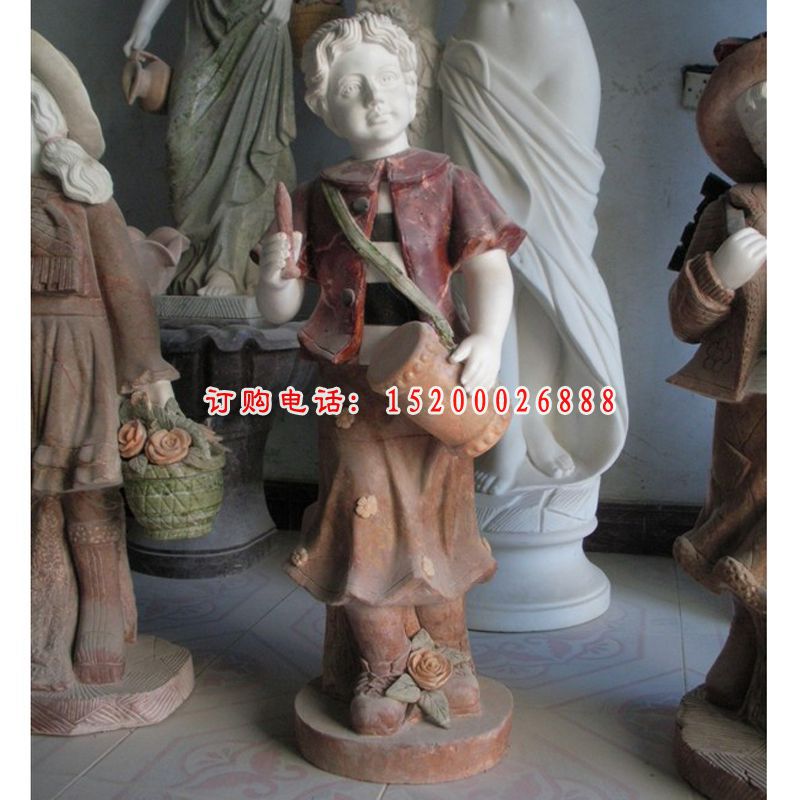 西方小孩石雕，公园人物石雕 (4)