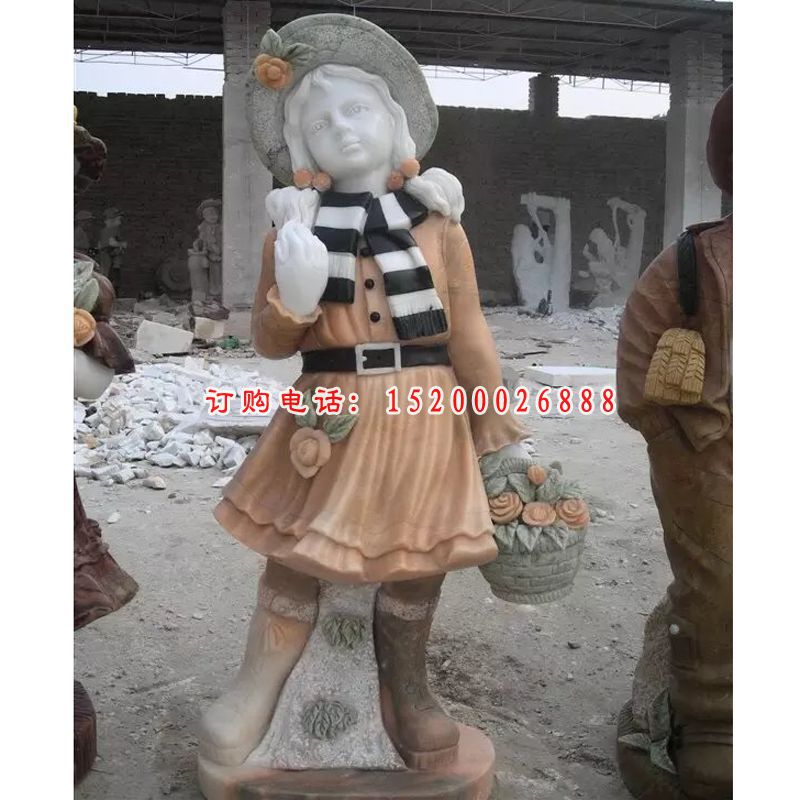 西方小女孩雕塑，广场人物石雕