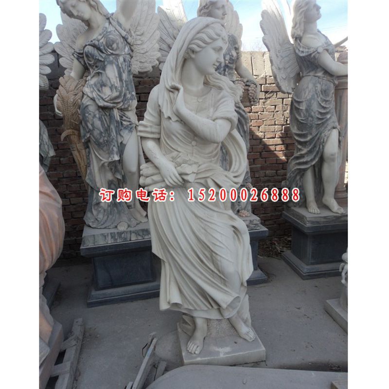 汉白玉人物石雕，西方女人雕塑 (3)
