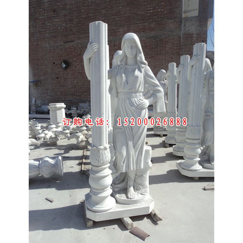 汉白玉人物石雕，西方女人雕塑 (6)