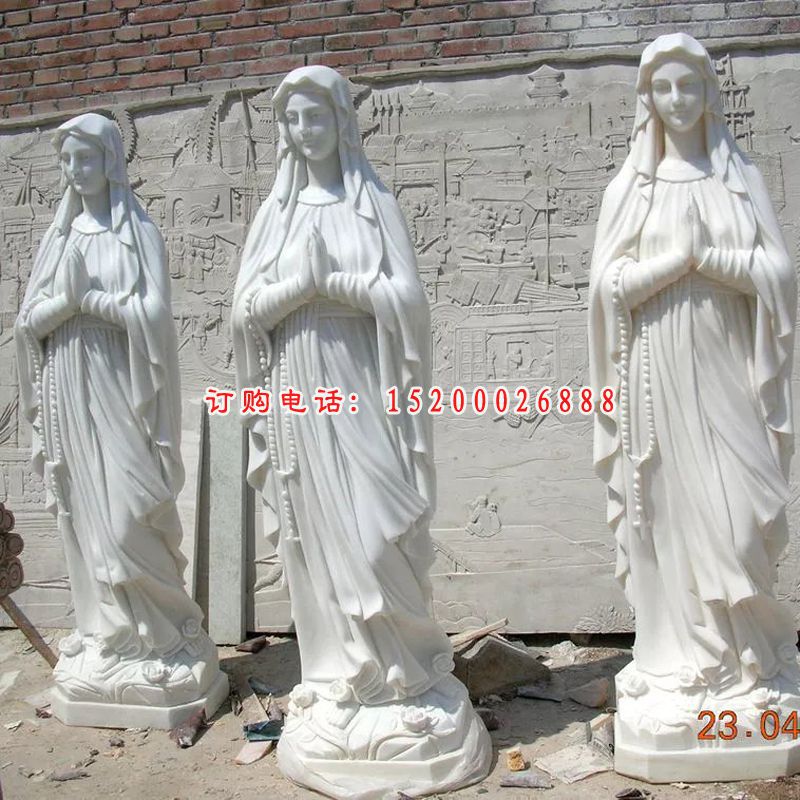 汉白玉圣母石雕，西方人物雕塑