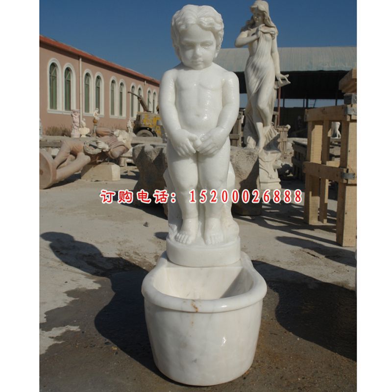 小孩石雕，汉白玉人物石雕 (2)