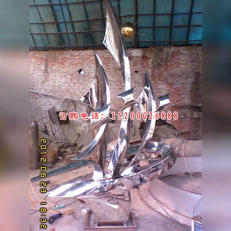 不锈钢乘风破浪雕塑，企业不锈钢雕塑