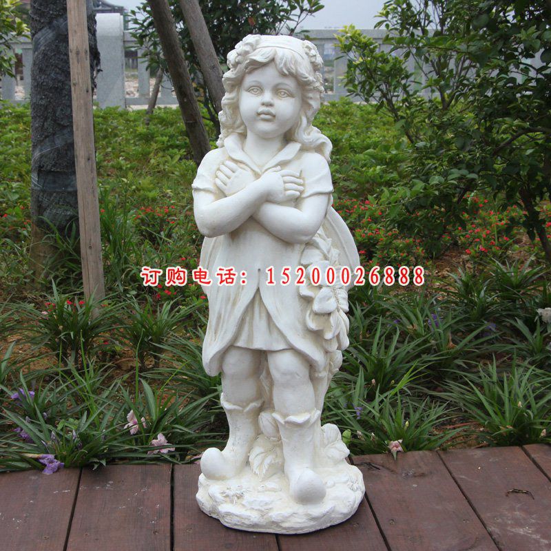 汉白玉小蝴蝶仙子雕塑别墅西方人物石雕 (3)