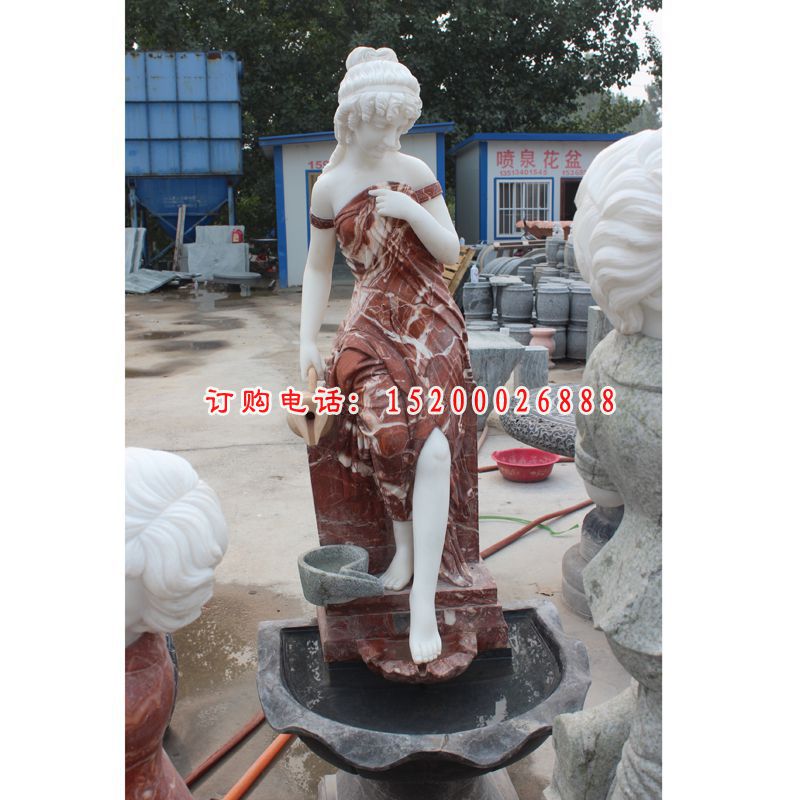 西方人物流水池，人物石水池