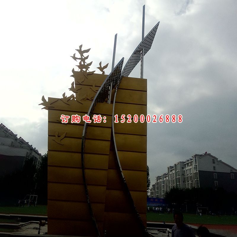 不锈钢起航雕塑，帆船雕塑，校园不锈钢雕塑 (1)