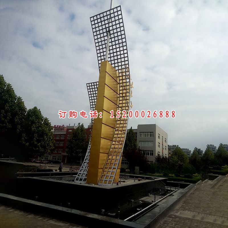 不锈钢起航雕塑，帆船雕塑，校园不锈钢雕塑 (3)