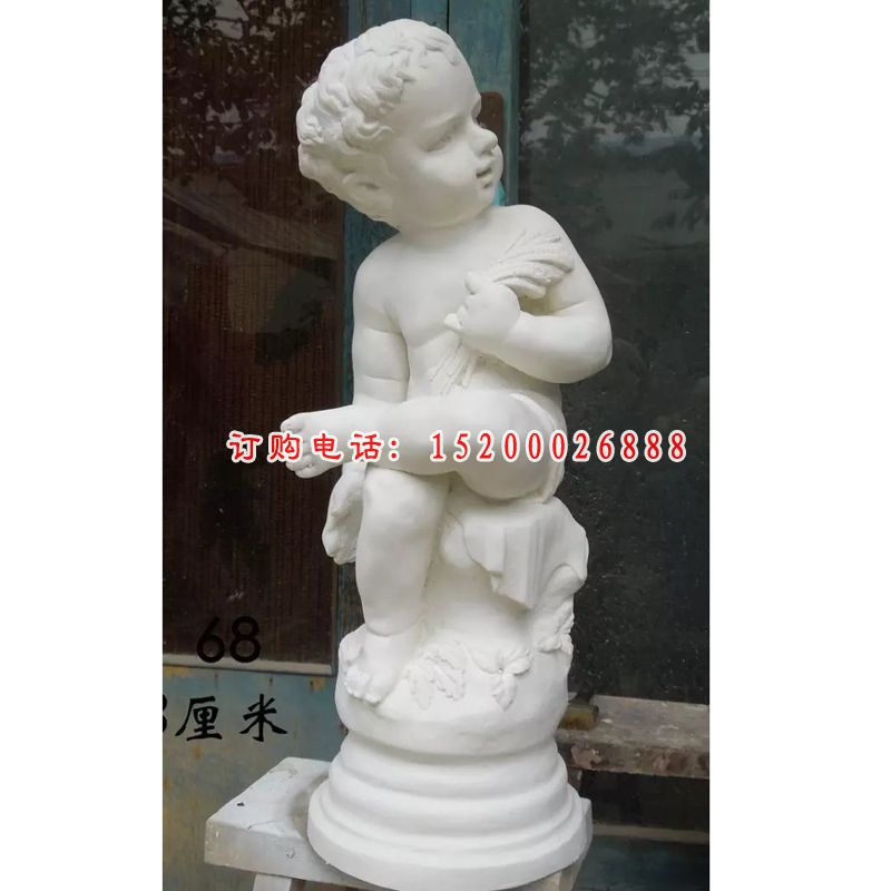 西方小孩雕塑，汉白玉人物石雕
