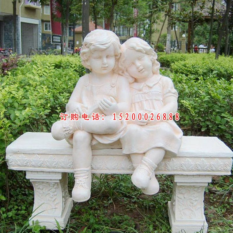 西方小孩石雕，公园人物雕塑
