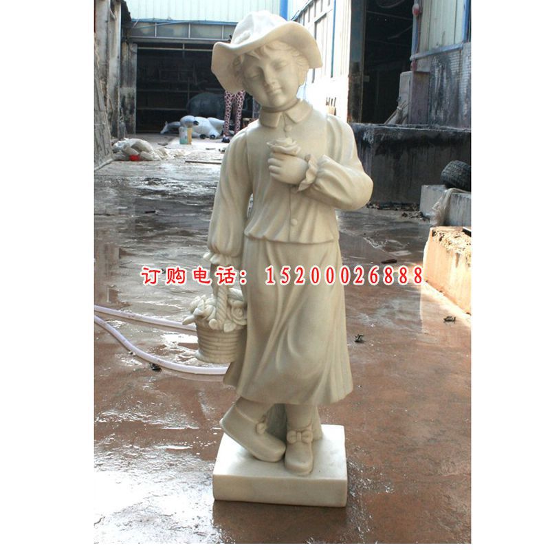 西方小孩石雕，汉白玉人物石雕