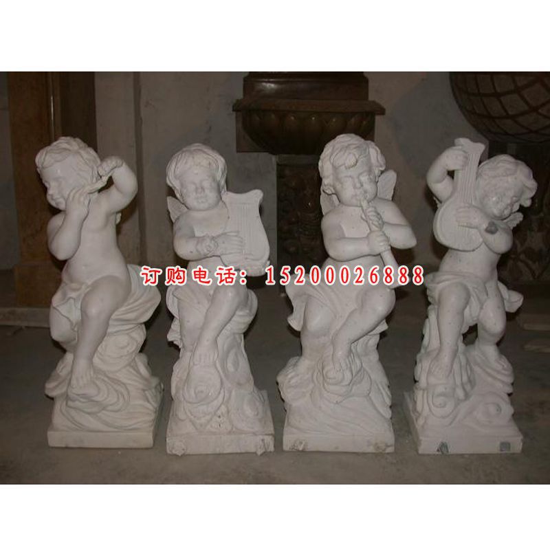 西方小孩石雕，汉白玉小孩石雕 (2)