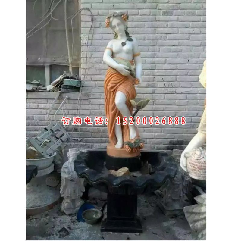 人物石水盆，西方人物石雕 (1)