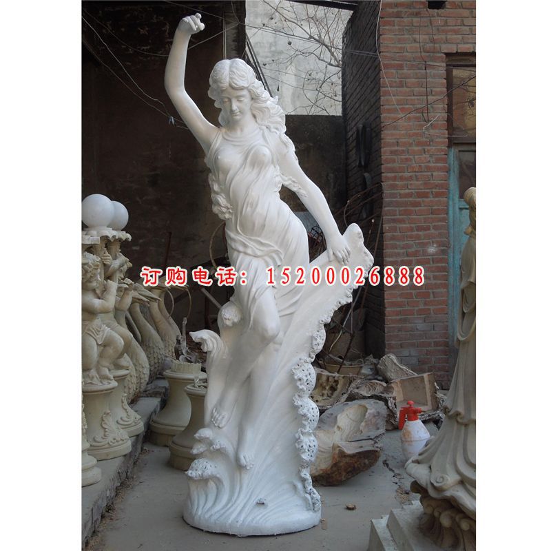 汉白玉西方人物雕塑，公园景观石雕