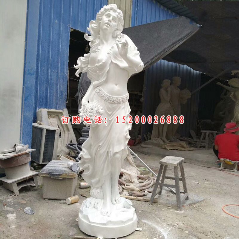 欧式美女石雕，汉白玉景观人物雕塑