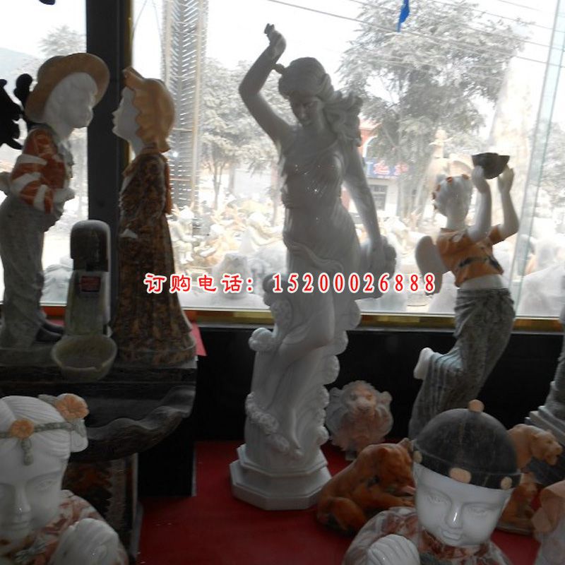 汉白玉人物石雕，西方美女雕塑 (2)