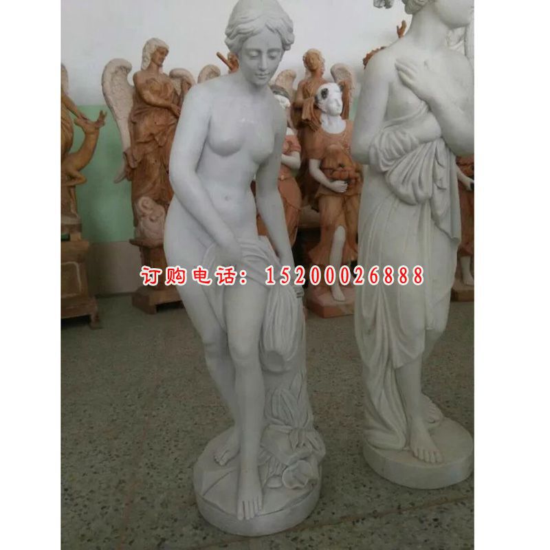 汉白玉人物石雕，西方美女雕塑 (3)
