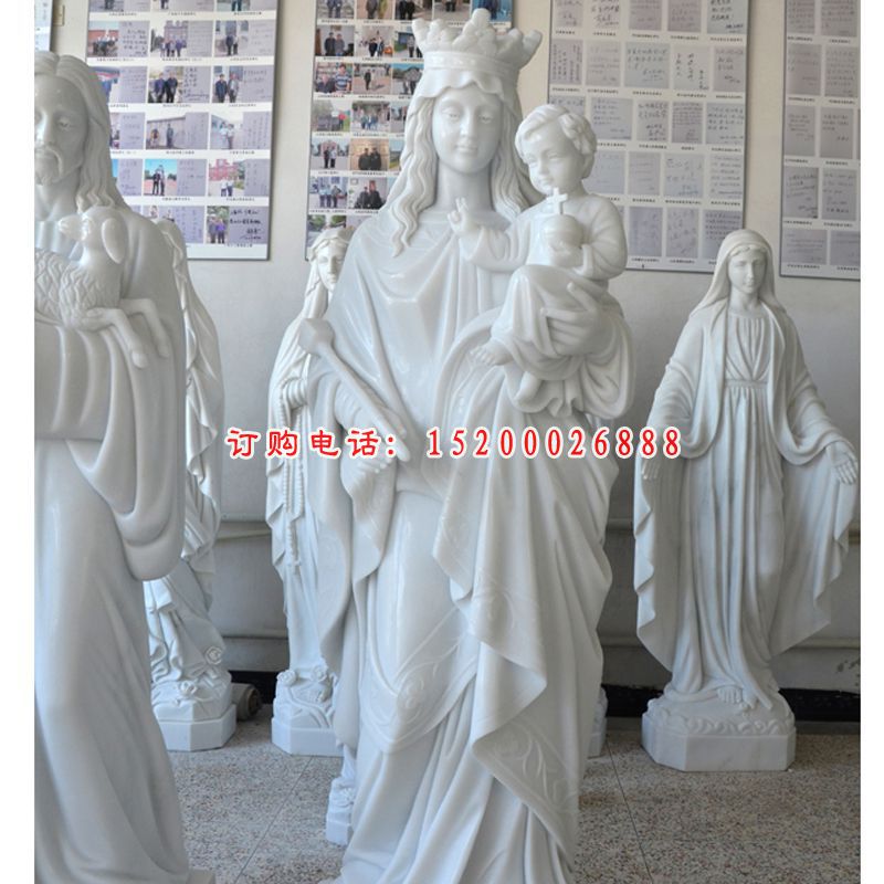 西方圣母石雕，汉白玉人物雕塑