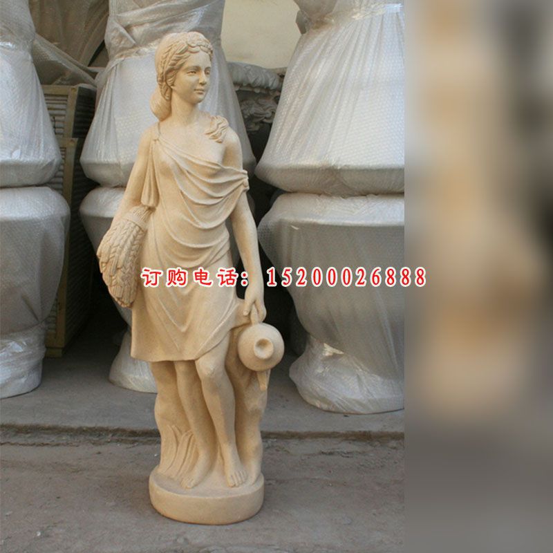 大理石逛街美女  石雕西方人物雕塑