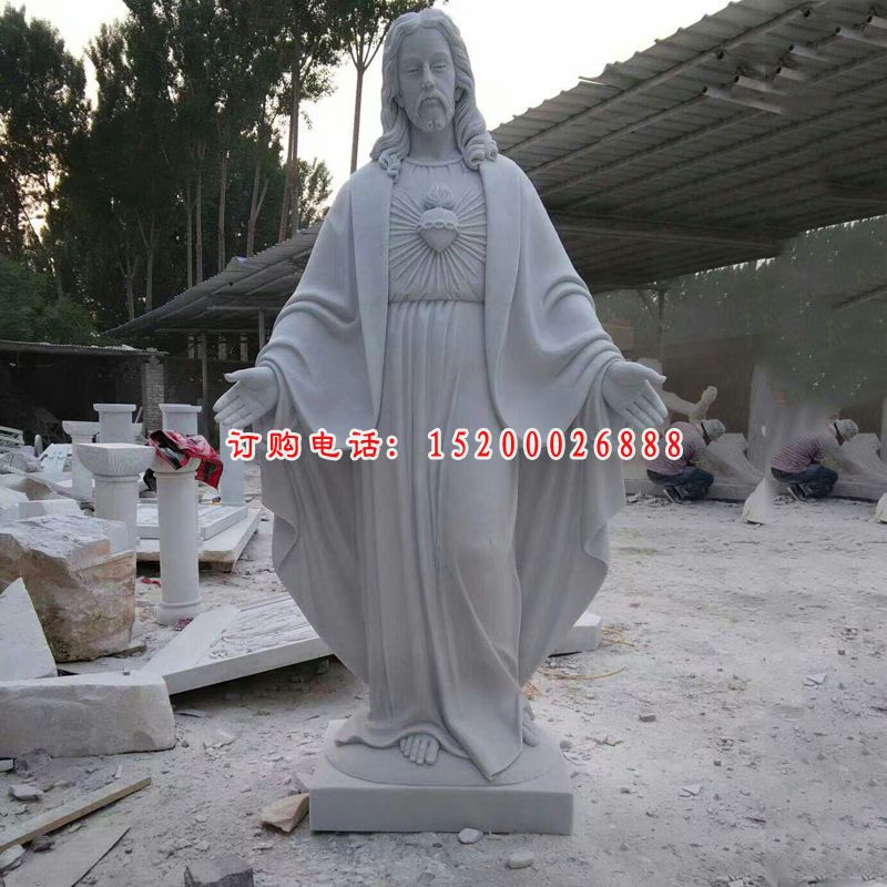 汉白玉西方人物，圣父石雕 (2)