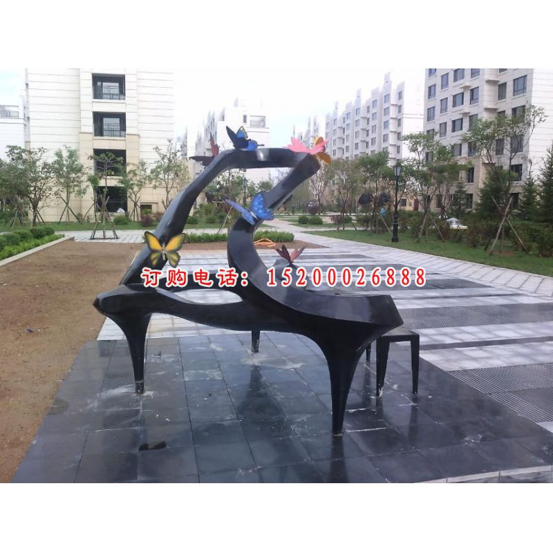 不锈钢抽象钢琴雕塑，公园景观雕塑