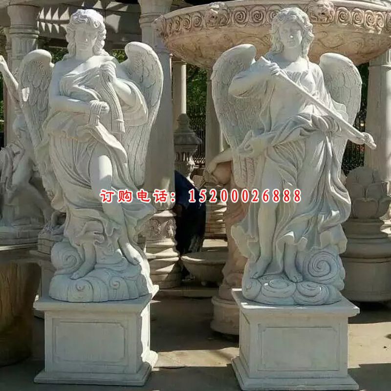 天使石雕，汉白玉天使雕塑