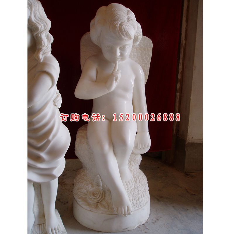 汉白玉小天使雕塑，西方小孩石雕 (4)
