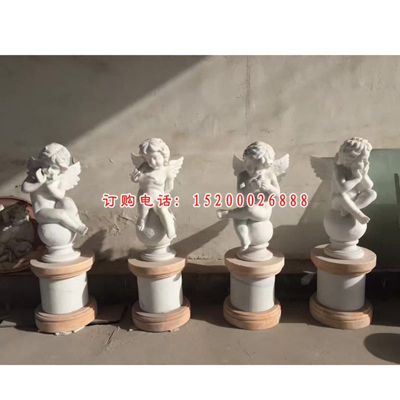 小天使石雕，汉白玉西方人物