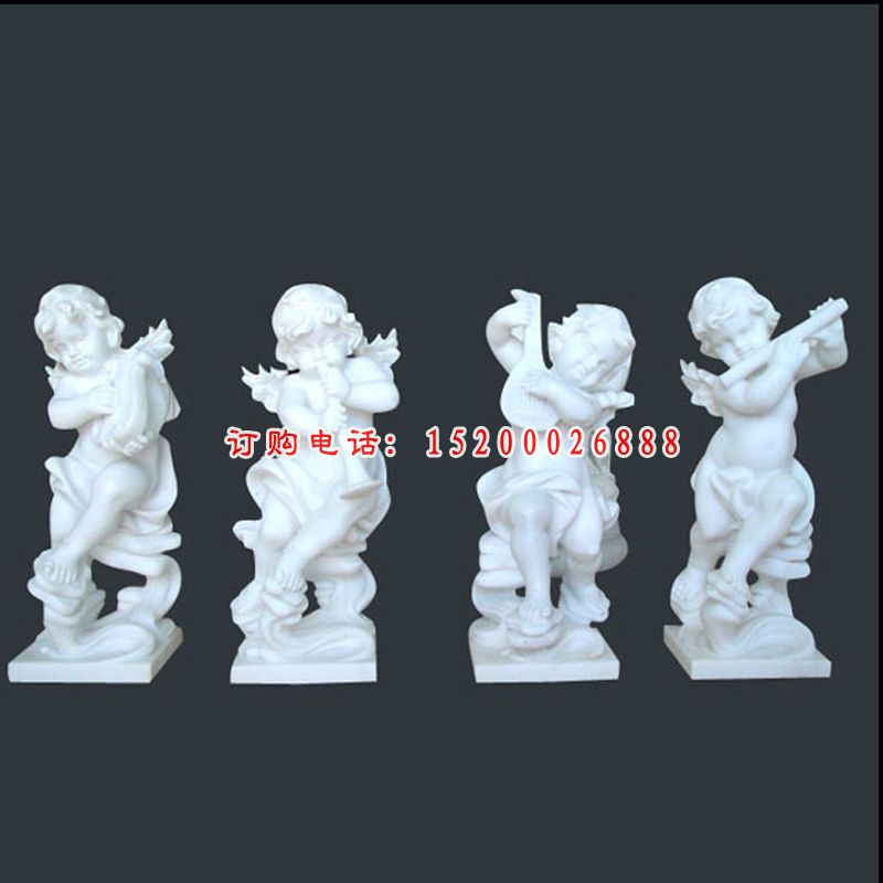 小天使石雕，汉白玉小天使雕塑 (5)