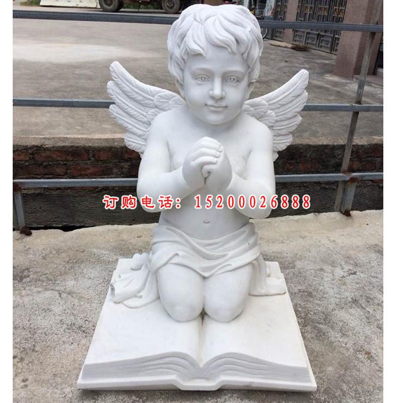 小天使石雕，汉白玉小孩石雕 (1)