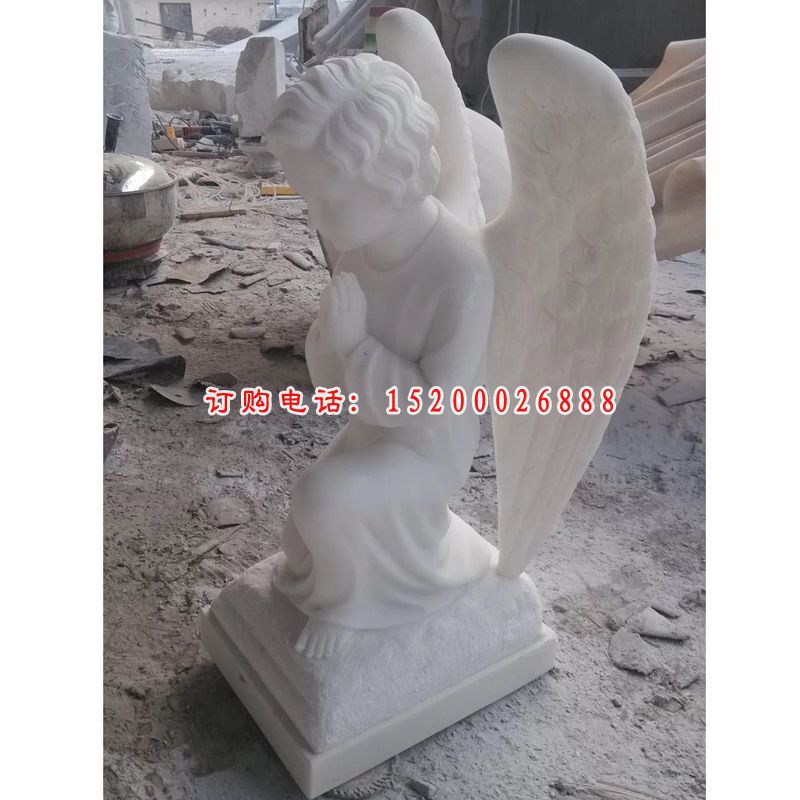 小天使石雕，汉白玉小天使雕塑 (1)